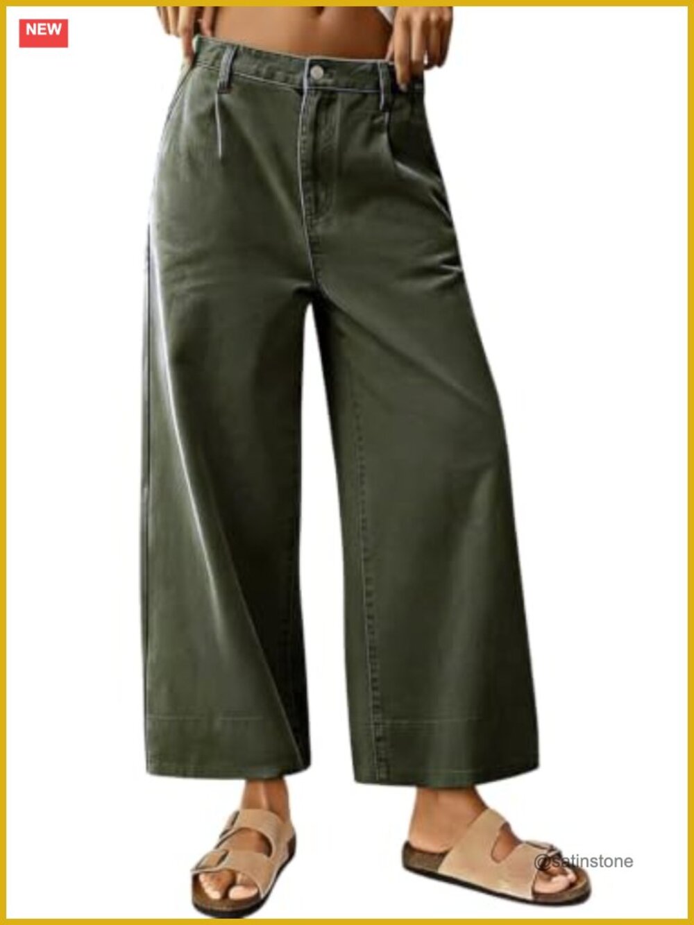 Women's Baggy Wide Leg Cropped Jeans Mid Rise Ankle Denim Pants